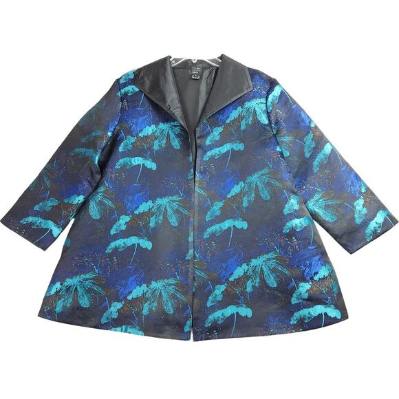 The Metropolitan Opera Jacket Women XL Blue Art To Wear Open Satin Evening NEW - Picture 1 of 12